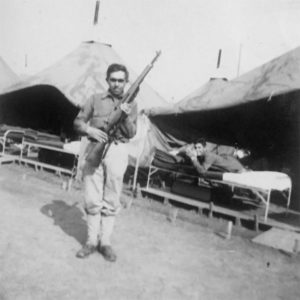 Corporal James Schultz at Camp Beauregard, Louisiana, 1940